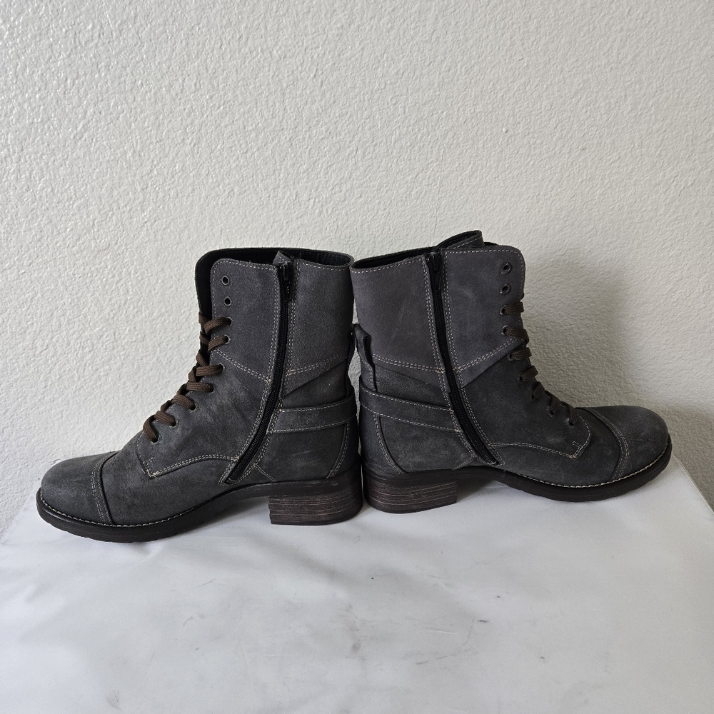 Taos Crave Boots Gray Leather Suede Lace-up Combat Moto Size 41 or US 10 / 10.5 - Picture 10 of 16